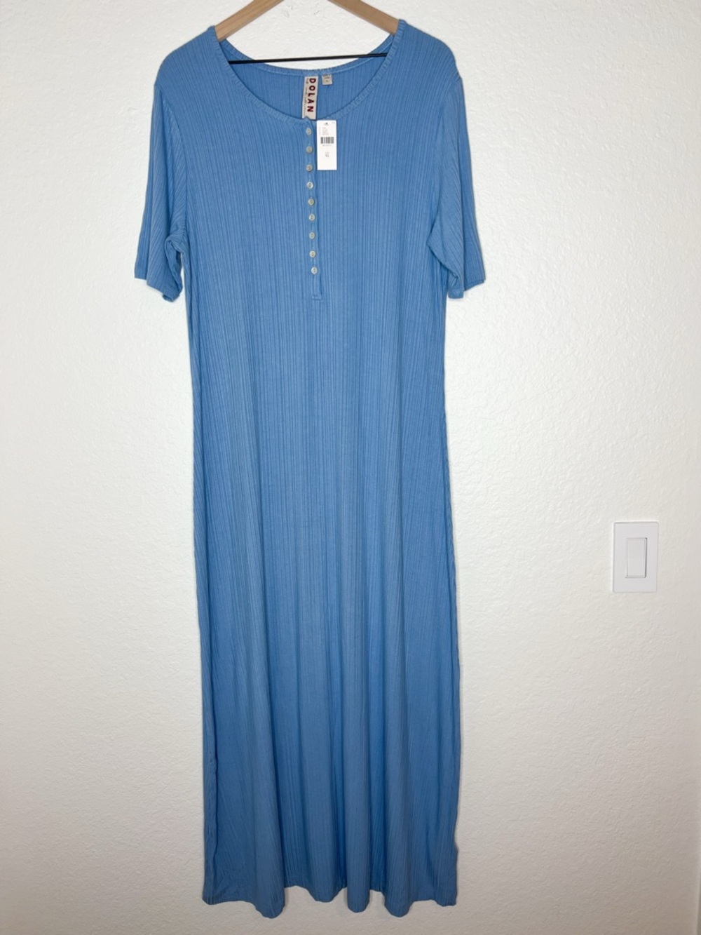Anthropologie Dolan Orla Henley Ribbed Maxi Dress Sky Blue size XL NWT - Picture 3 of 8